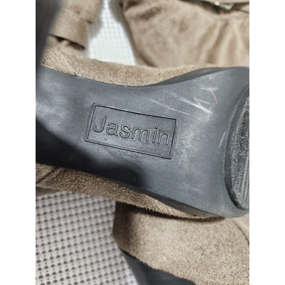Jasmin Women's Boots Size 8M High Heel Slouch Taupe Fabric Upper Platform - Picture 8 of 9